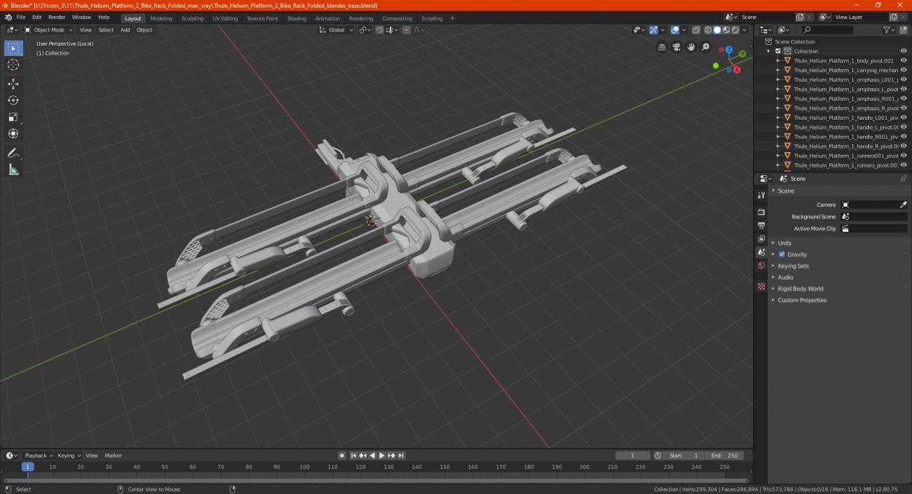 3D model Thule Helium Platform 2 Bike Rack Folded