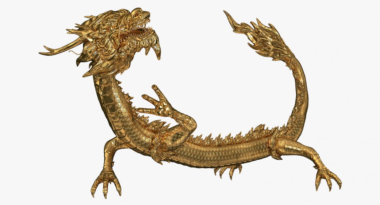 3D Golden Chinese Dragon Rigged model