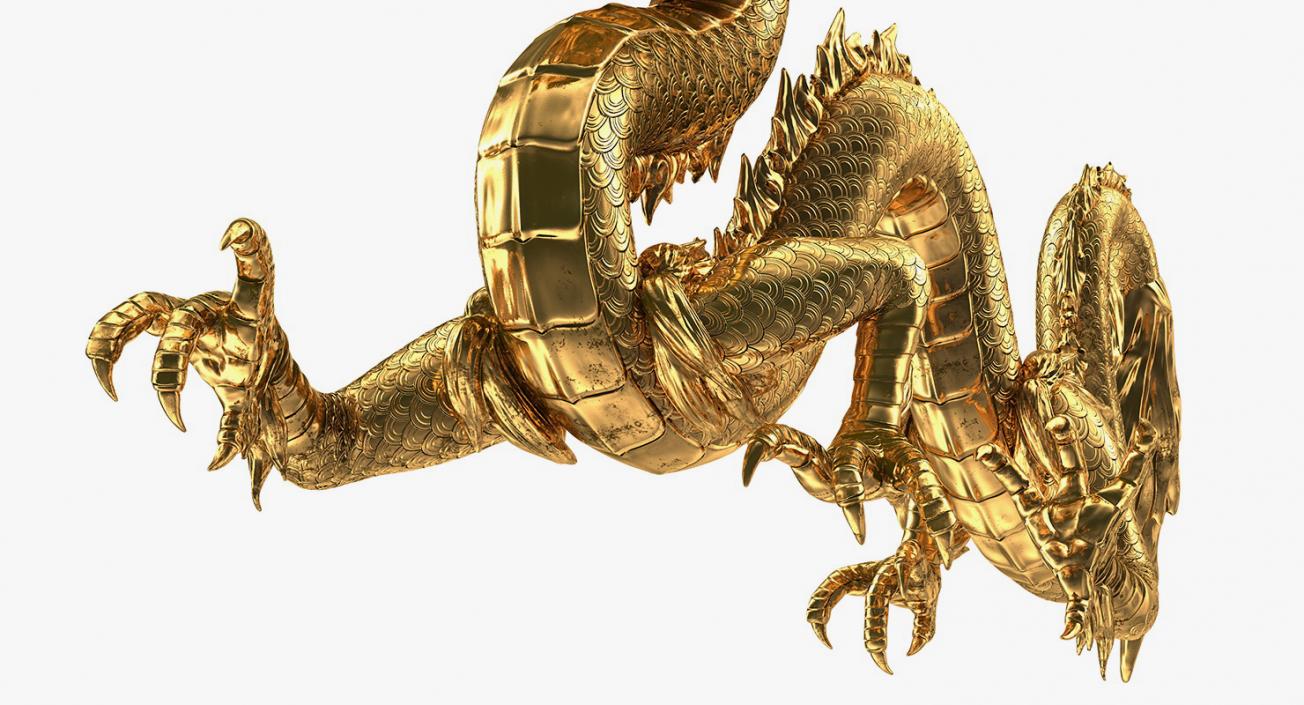 3D Golden Chinese Dragon Rigged model