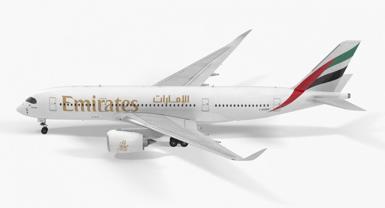 Airbus A350-800 Emirates Air Line Rigged 3D Model 3D model