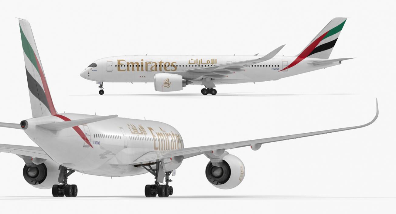 Airbus A350-800 Emirates Air Line Rigged 3D Model 3D model