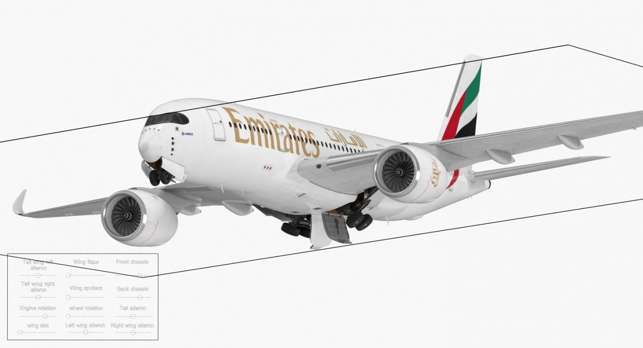 Airbus A350-800 Emirates Air Line Rigged 3D Model 3D model