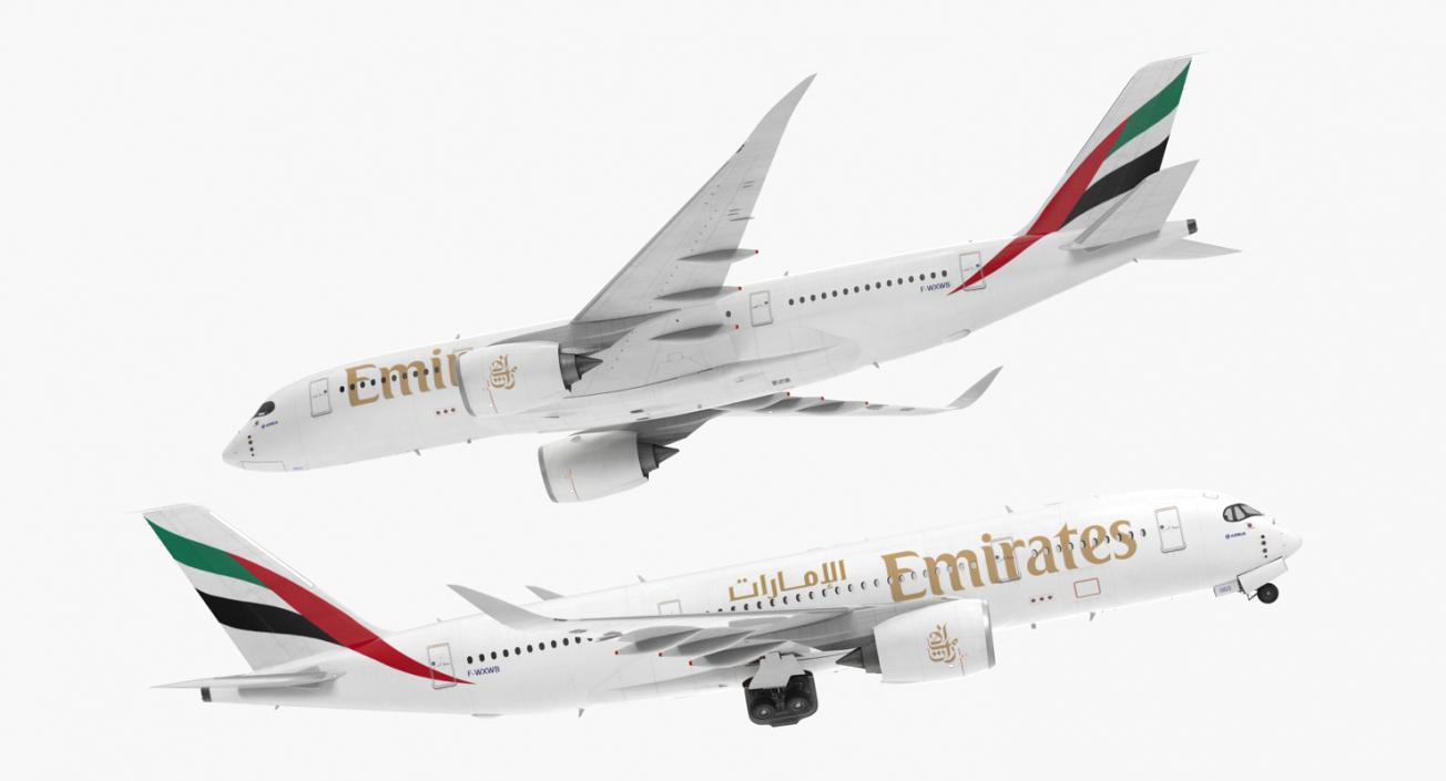 Airbus A350-800 Emirates Air Line Rigged 3D Model 3D model