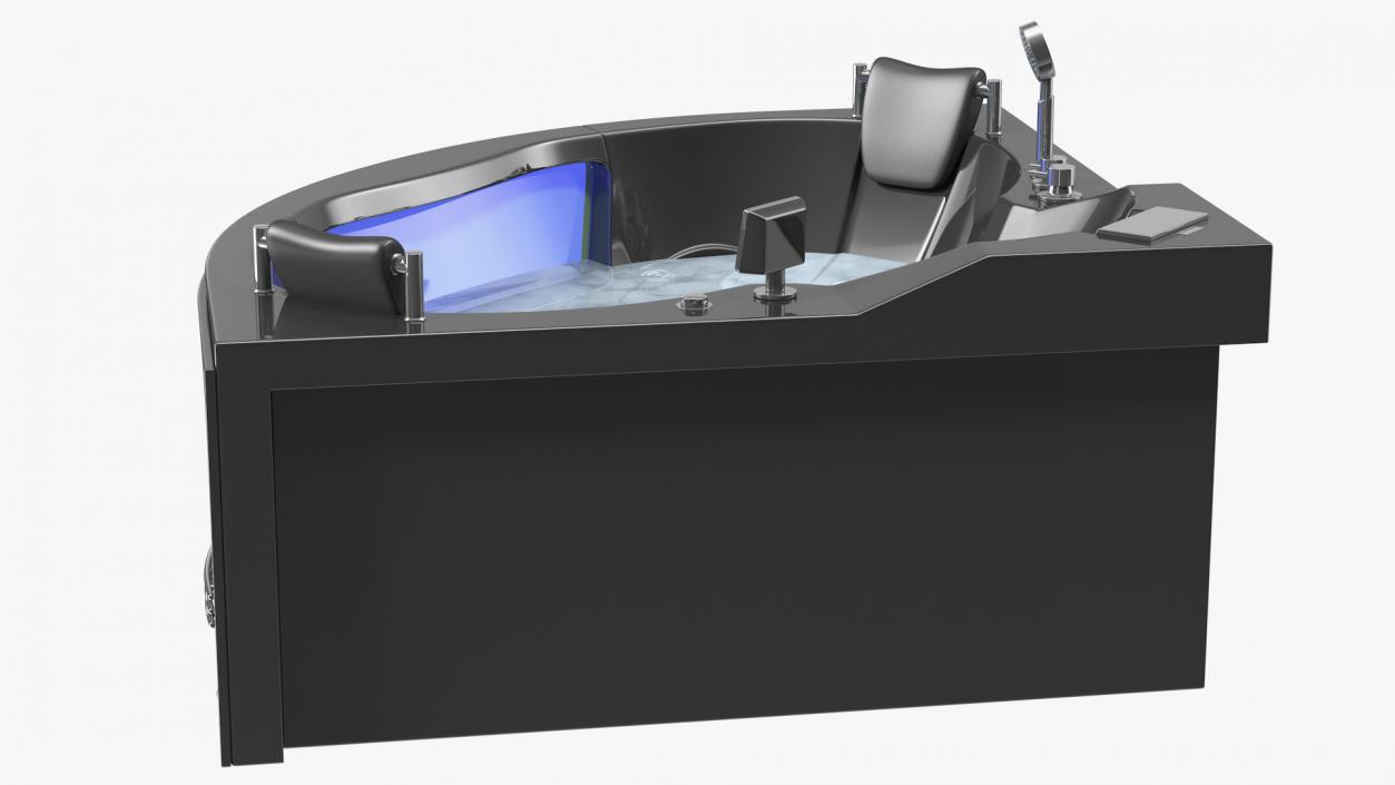 Modern Whirlpool Corner Bathtub Black 3D