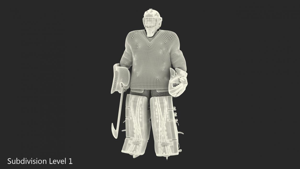 3D Hockey Goalkeeper Fully Equipped Standing Pose