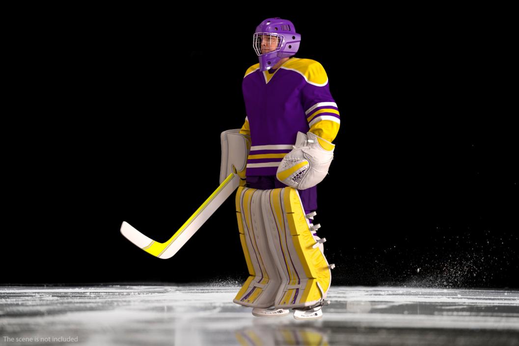 3D Hockey Goalkeeper Fully Equipped Standing Pose