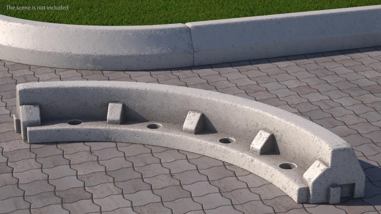 Concrete Curb Rounded Section 3D model