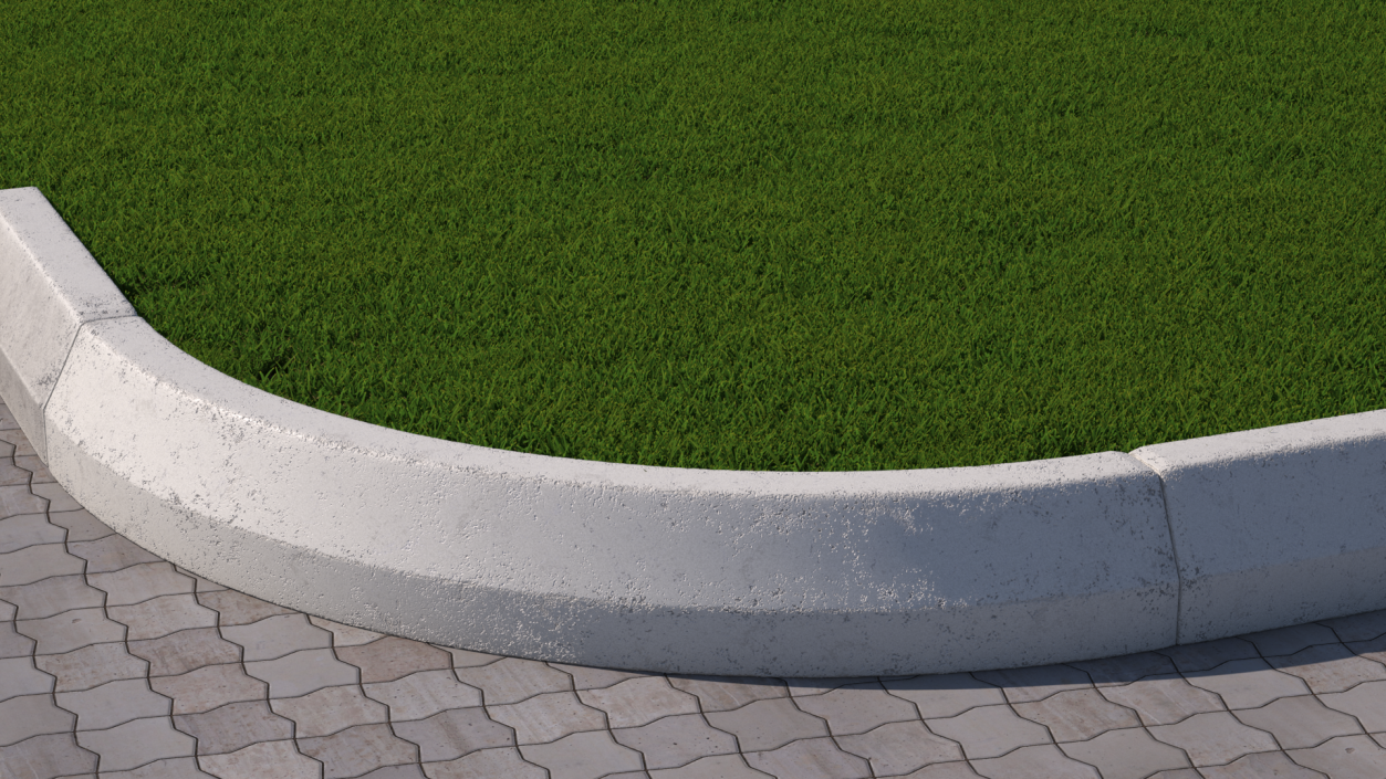 Concrete Curb Rounded Section 3D model