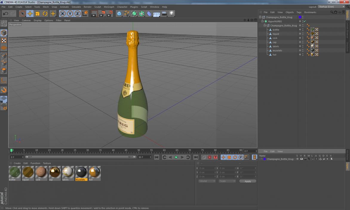 3D Champagne Bottle Krug