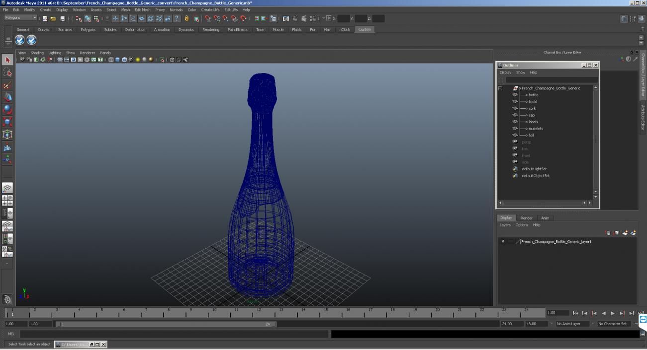 3D Champagne Bottle Krug