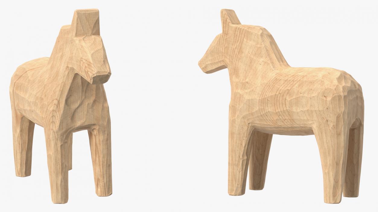 3D Carved Folk Wooden Horse Statue