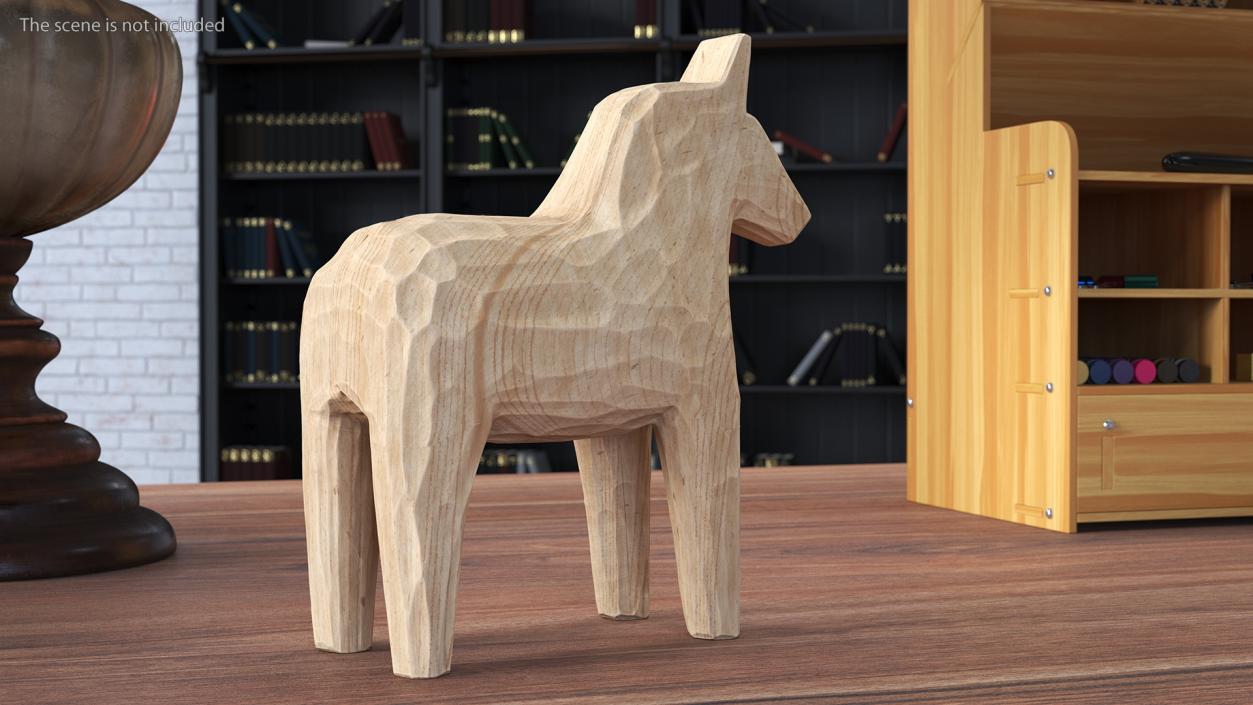 3D Carved Folk Wooden Horse Statue