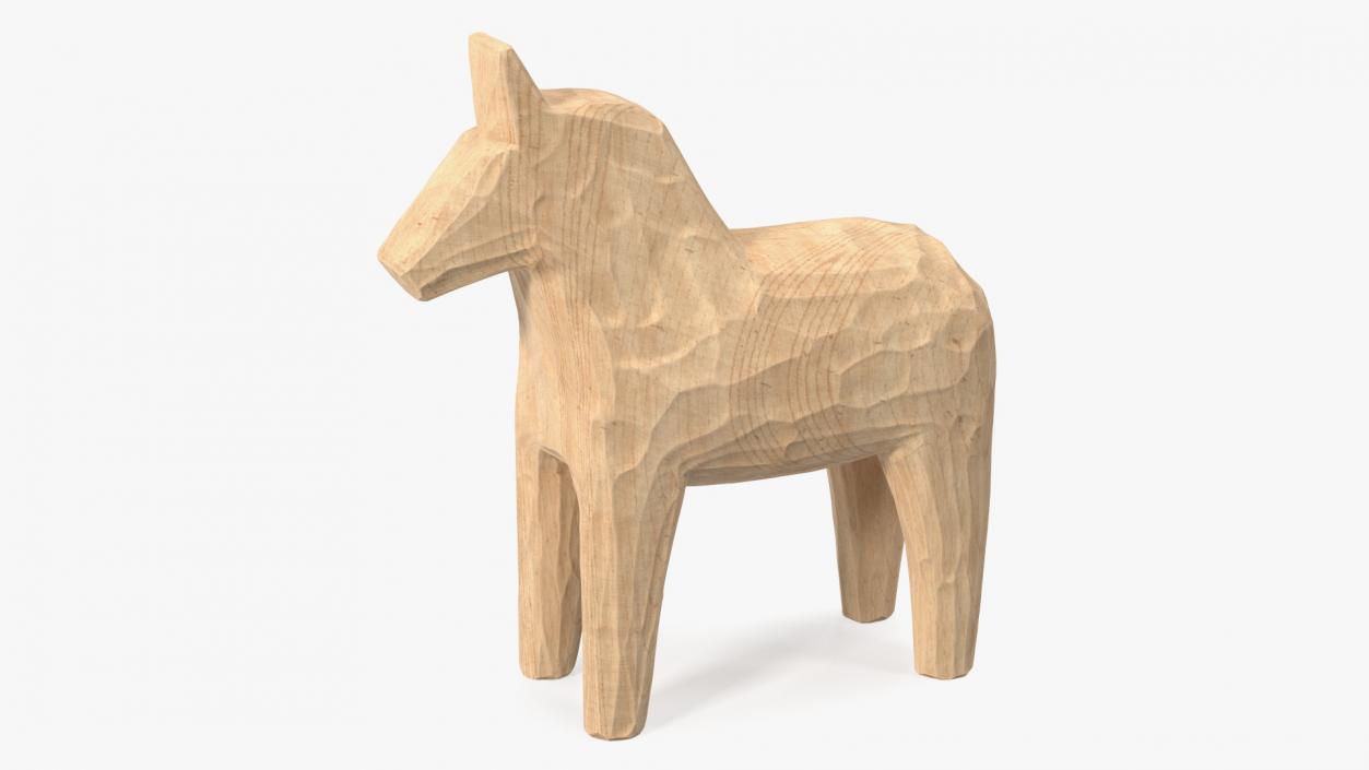 3D Carved Folk Wooden Horse Statue