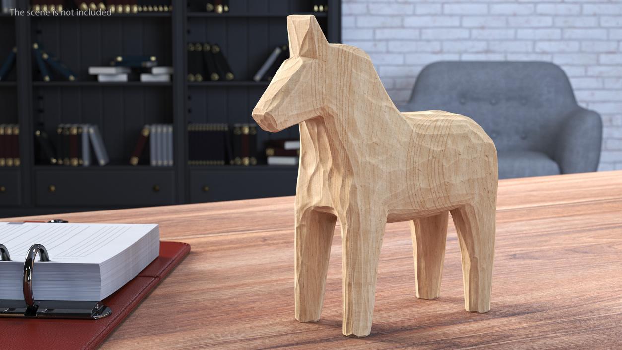 3D Carved Folk Wooden Horse Statue