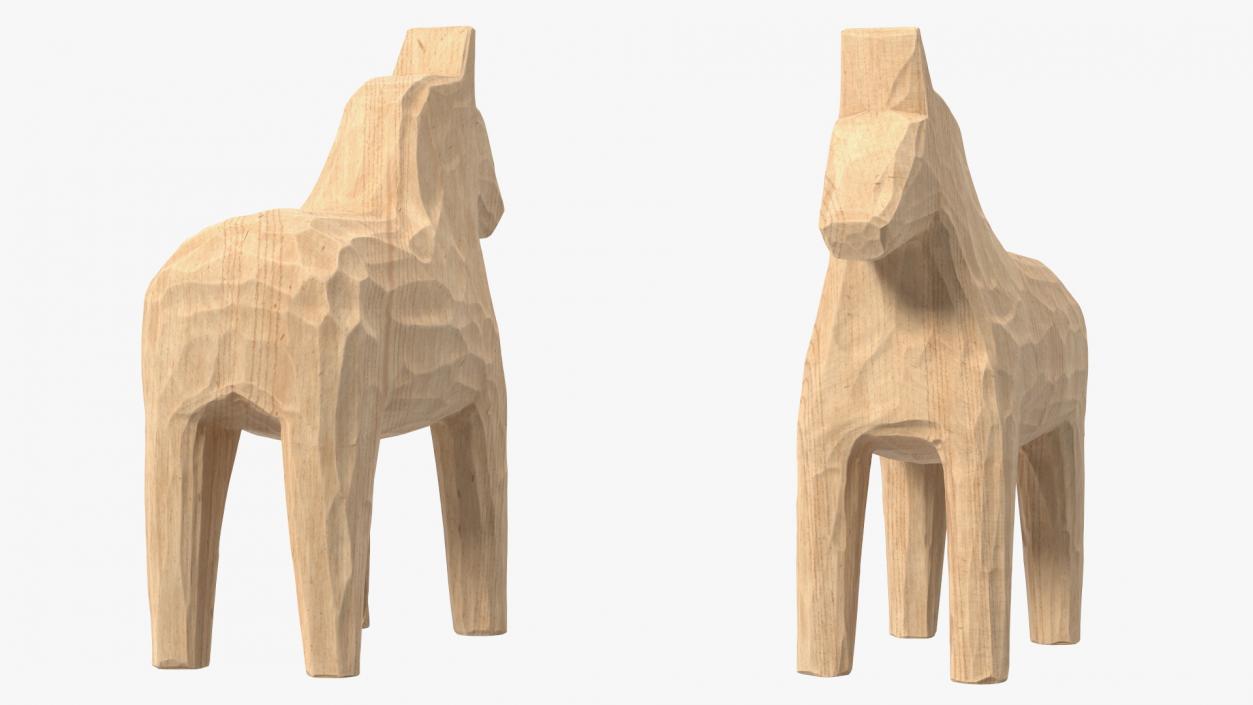 3D Carved Folk Wooden Horse Statue