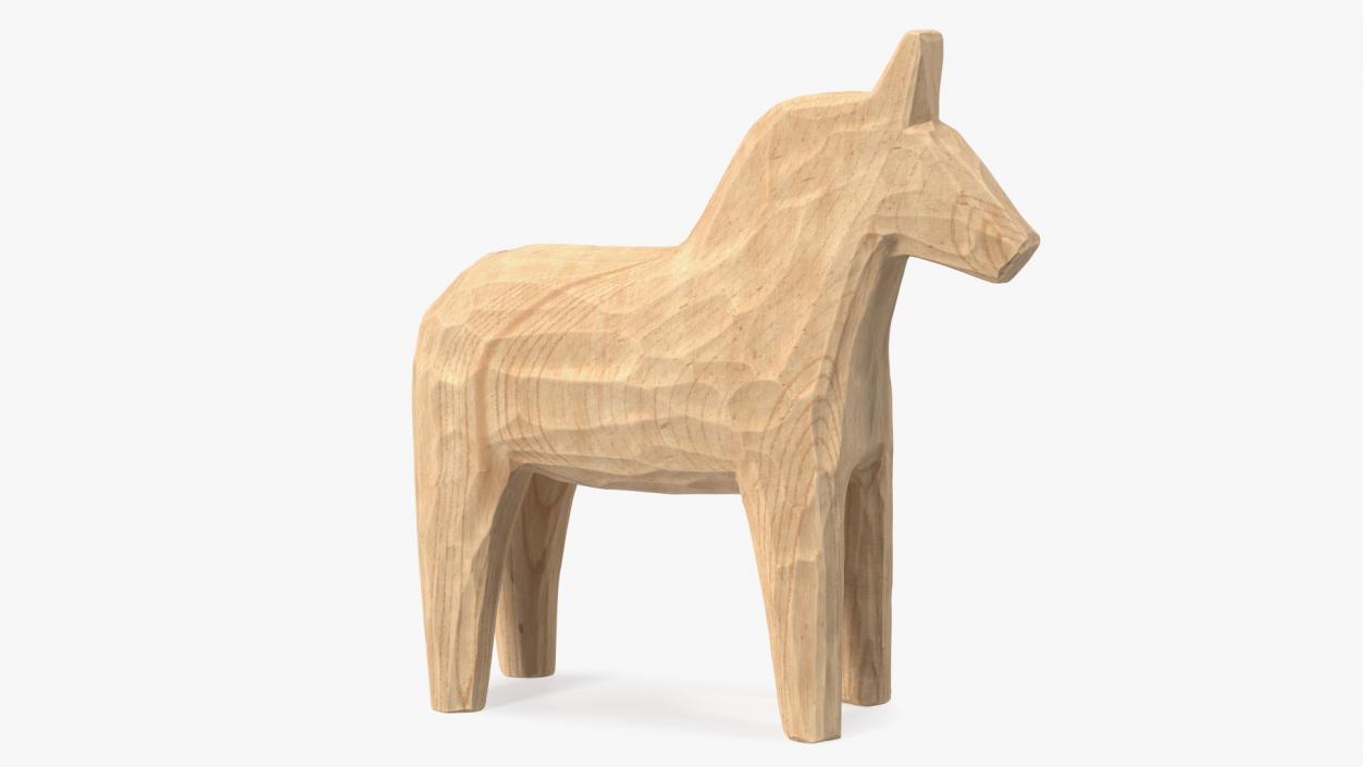 3D Carved Folk Wooden Horse Statue