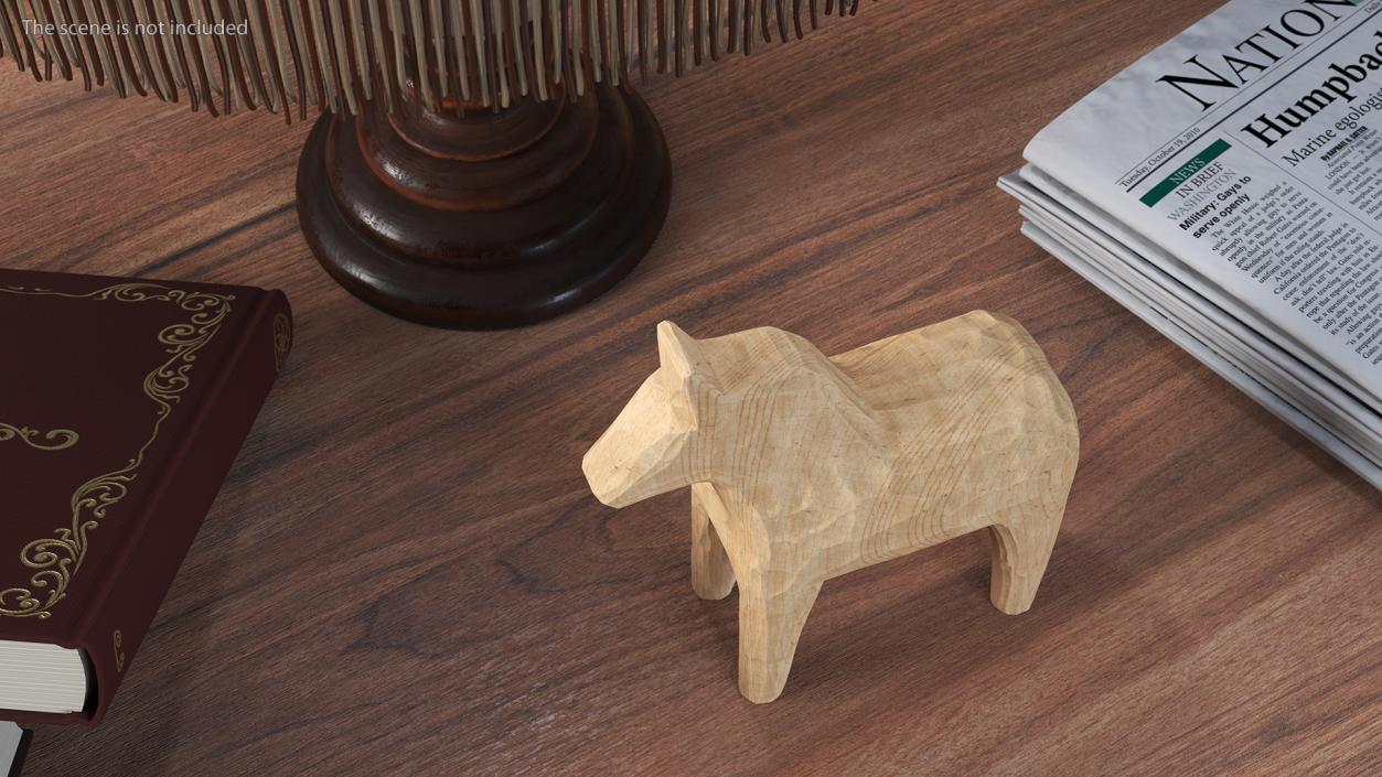 3D Carved Folk Wooden Horse Statue