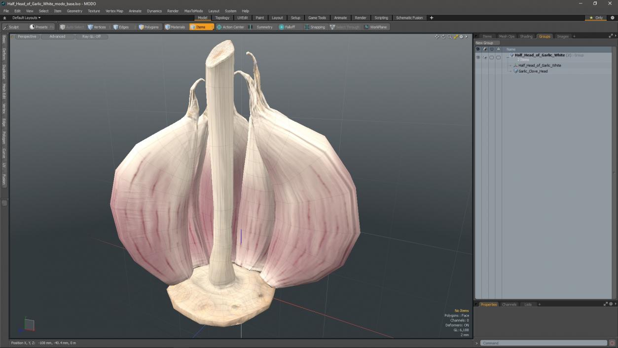 3D model Half Head of Garlic White