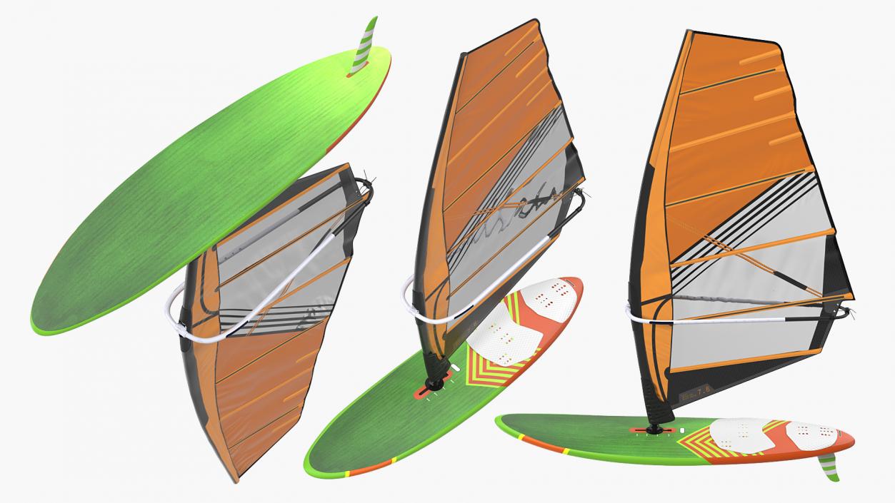 Sport Windsurf Board And Sail 3D model