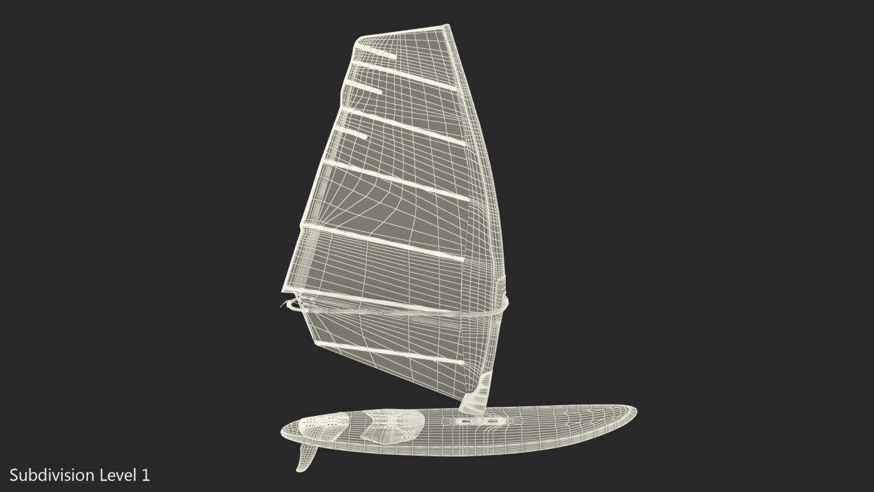 Sport Windsurf Board And Sail 3D model