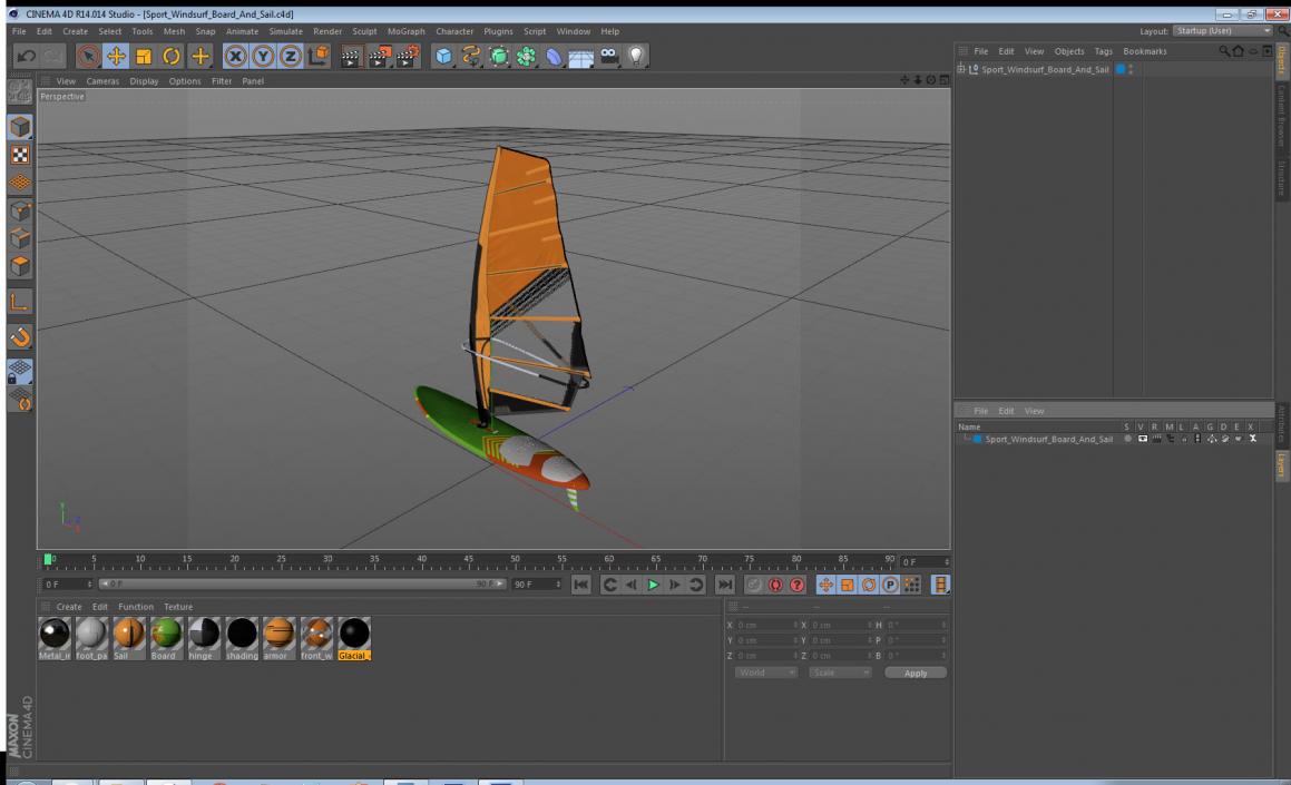 Sport Windsurf Board And Sail 3D model