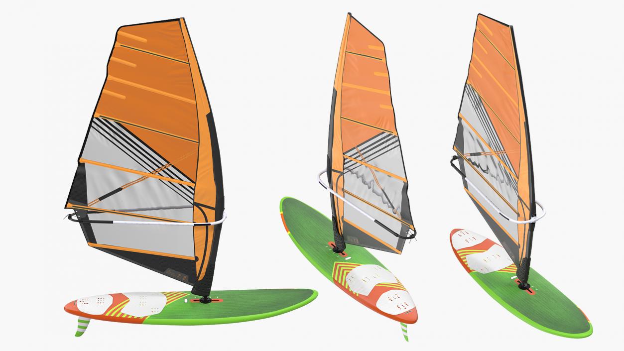 Sport Windsurf Board And Sail 3D model