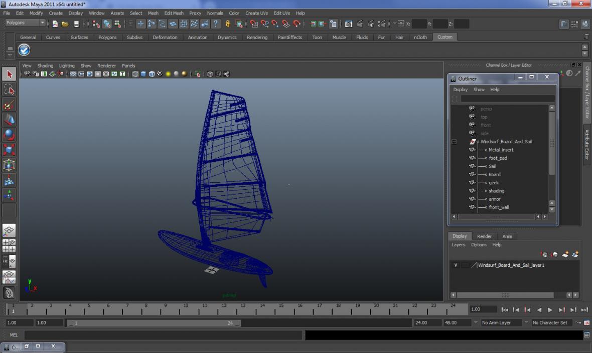 Sport Windsurf Board And Sail 3D model