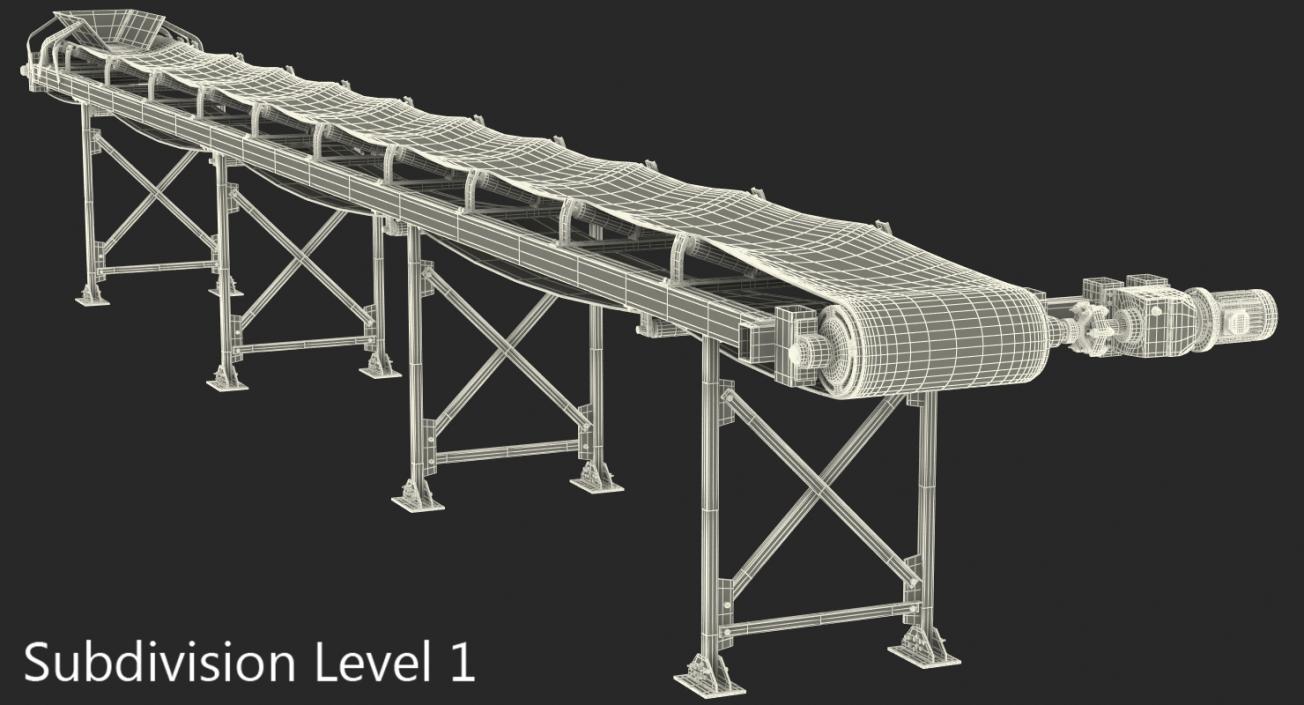 Industrial Belt Conveyor 3D model