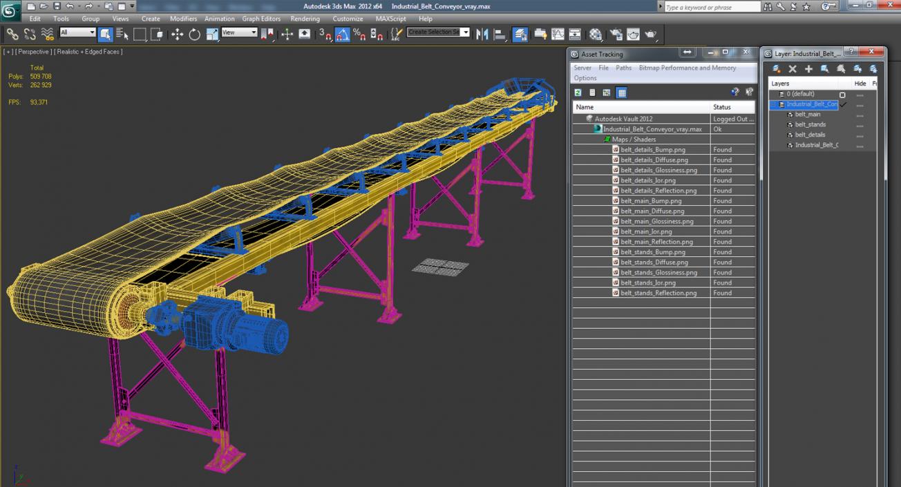 Industrial Belt Conveyor 3D model