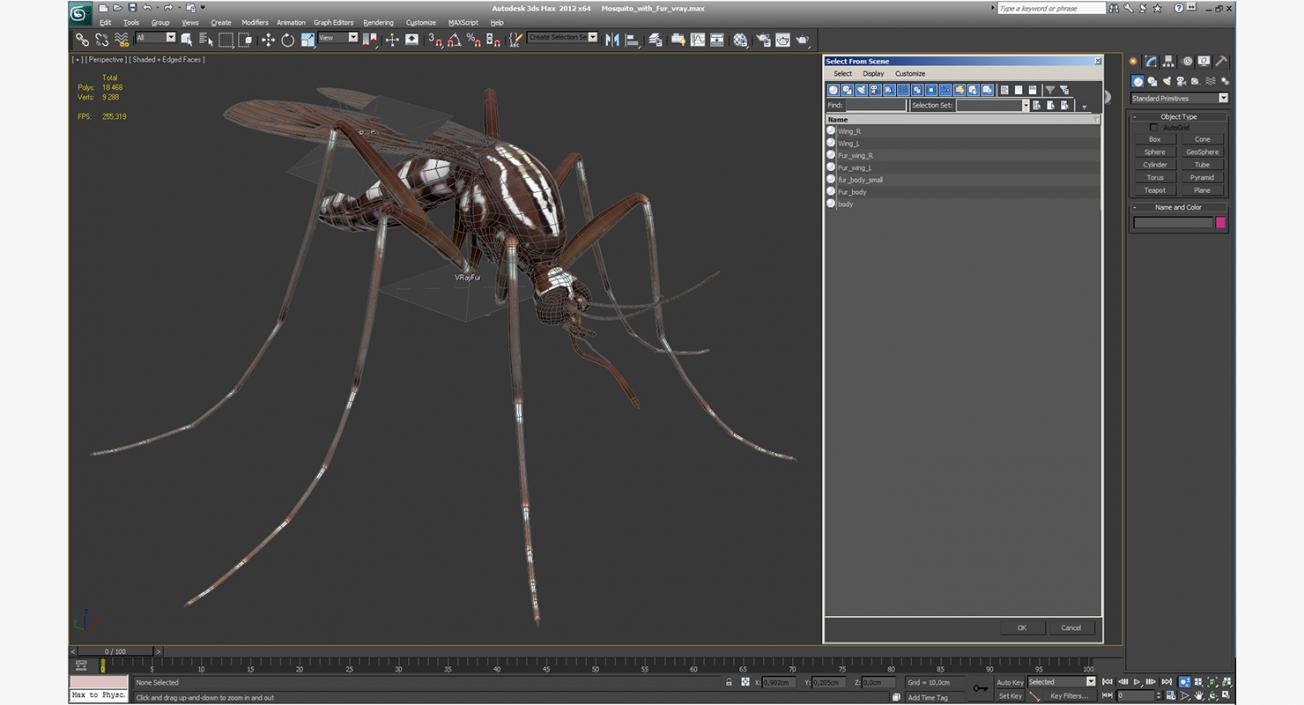 Mosquito with Fur 3D