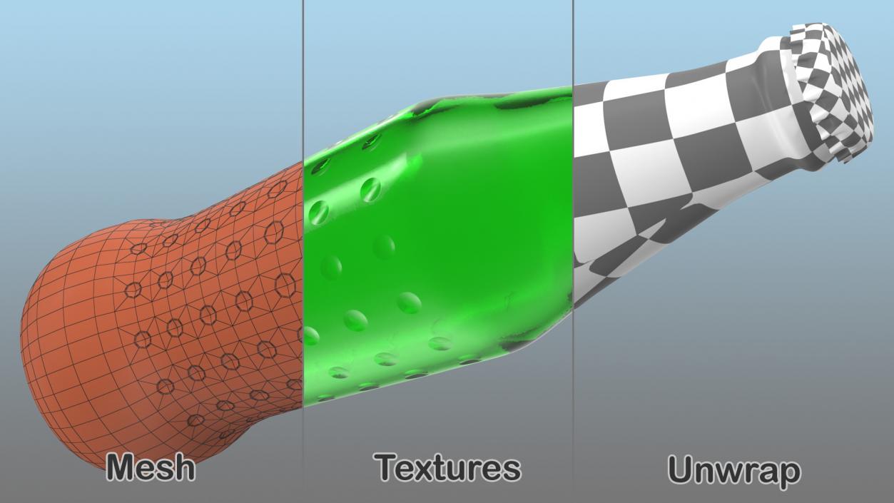 3D Green Glass Bottle model