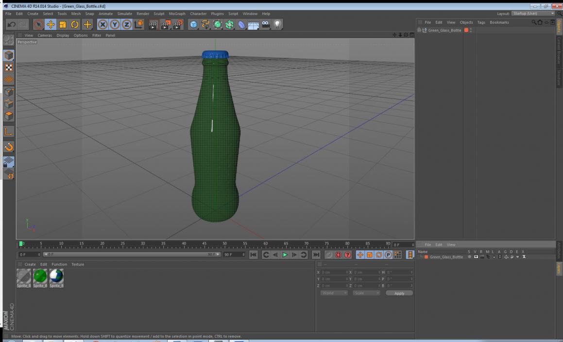 3D Green Glass Bottle model