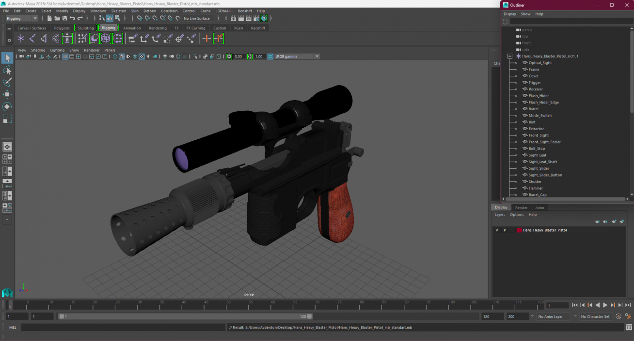 3D model Hans Heavy Blaster Pistol