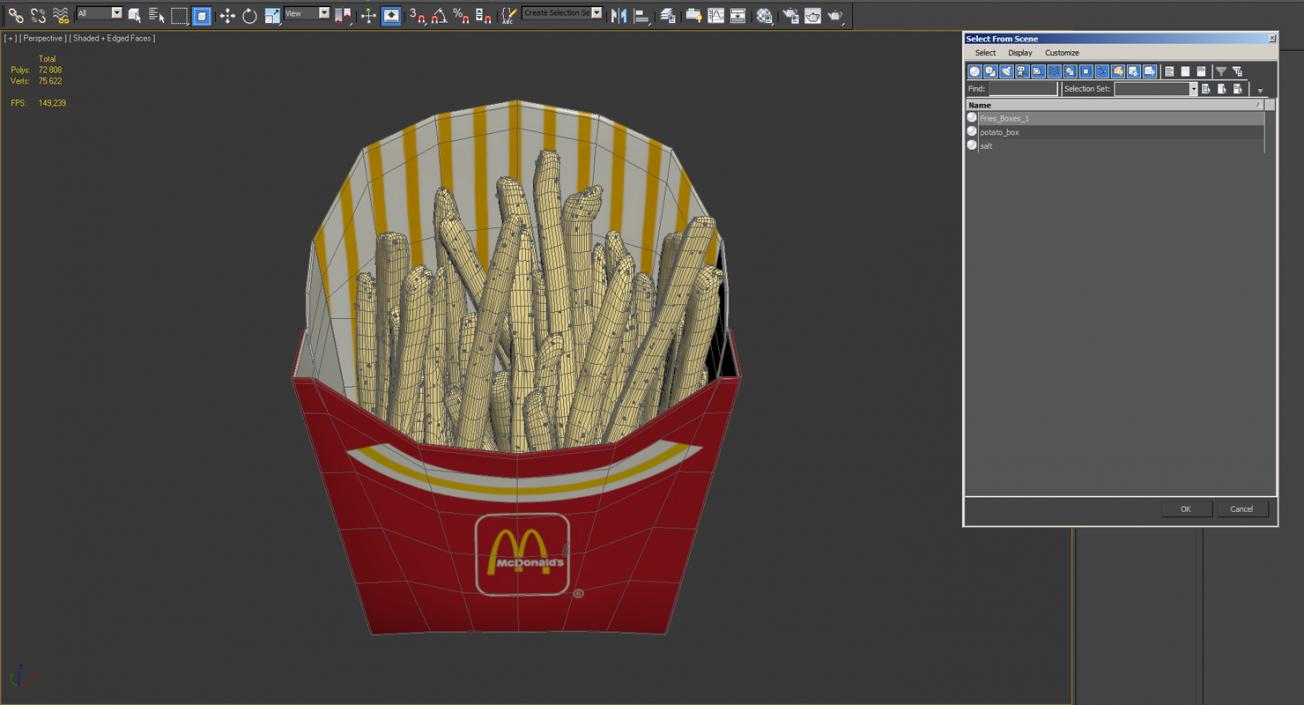 French Fry Box McDonalds 3D model