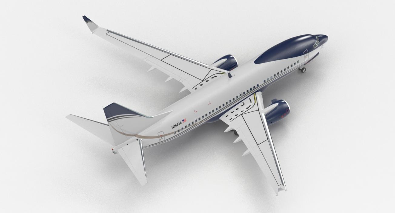 3D Boeing 737-700 with Interior Generic Rigged model