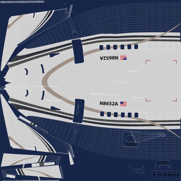 3D Boeing 737-700 with Interior Generic Rigged model