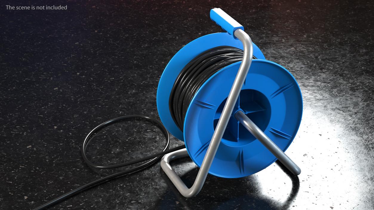 Unfolded Power Cable Reel with CEE 7 Outlets 3D model