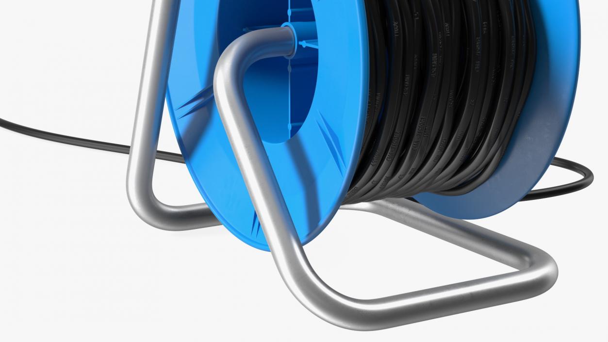 Unfolded Power Cable Reel with CEE 7 Outlets 3D model