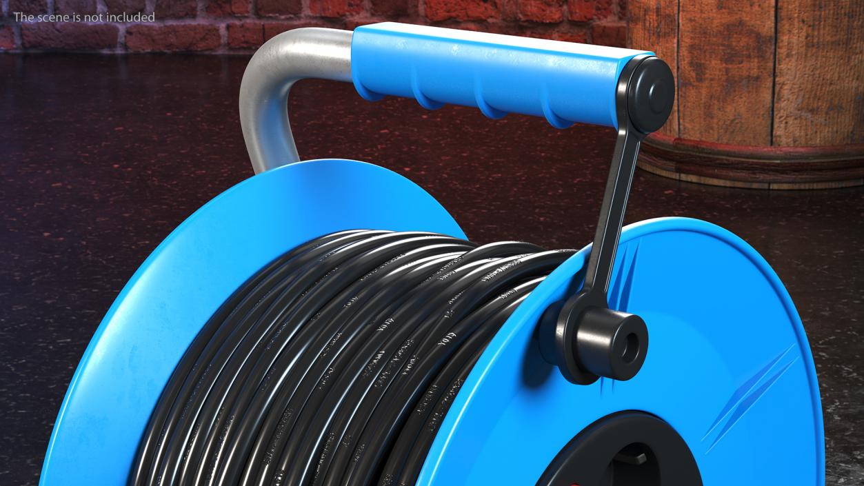 Unfolded Power Cable Reel with CEE 7 Outlets 3D model