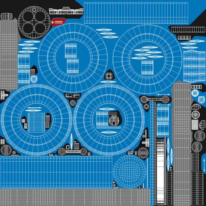 Unfolded Power Cable Reel with CEE 7 Outlets 3D model