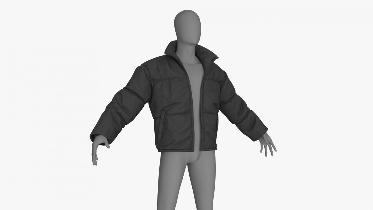 3D model Mens Jacket Oversized Black on Mannequin