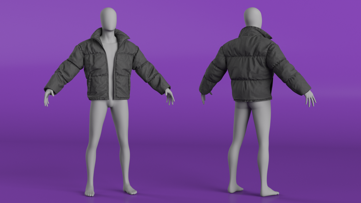 3D model Mens Jacket Oversized Black on Mannequin