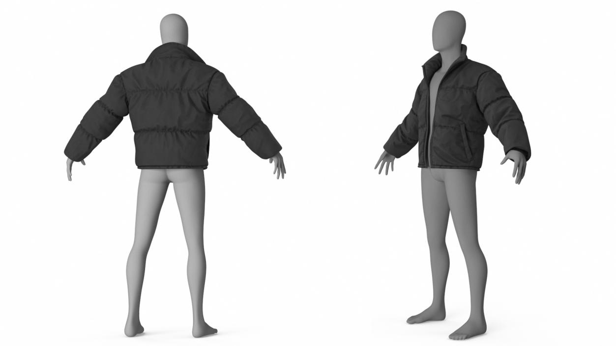 3D model Mens Jacket Oversized Black on Mannequin