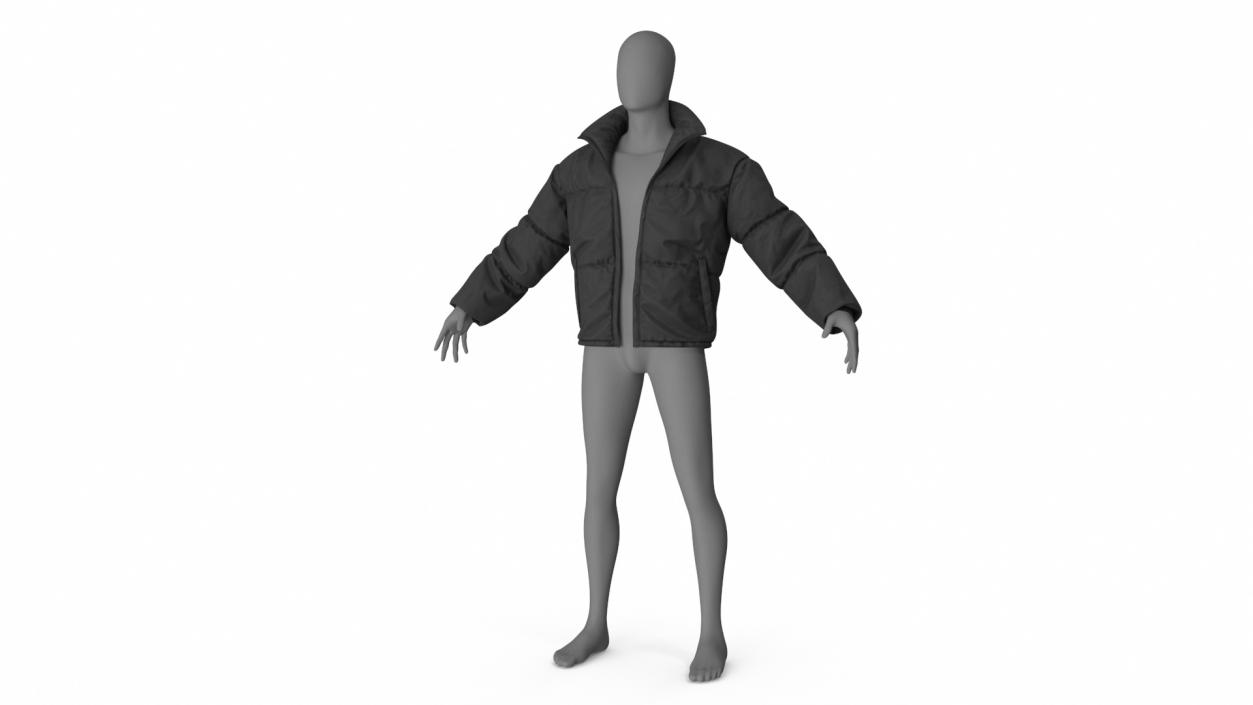 3D model Mens Jacket Oversized Black on Mannequin