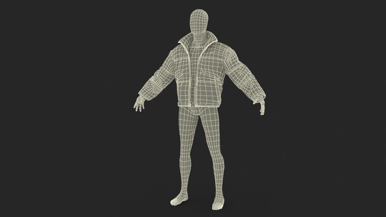 3D model Mens Jacket Oversized Black on Mannequin