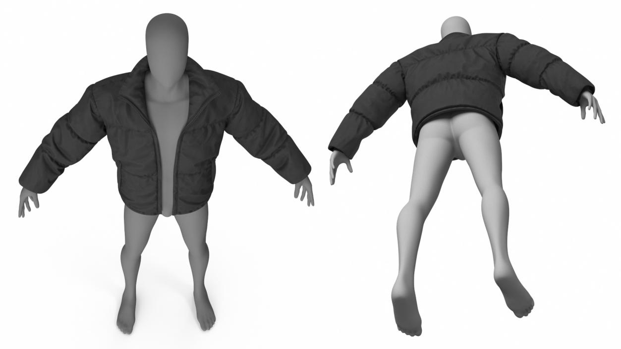 3D model Mens Jacket Oversized Black on Mannequin