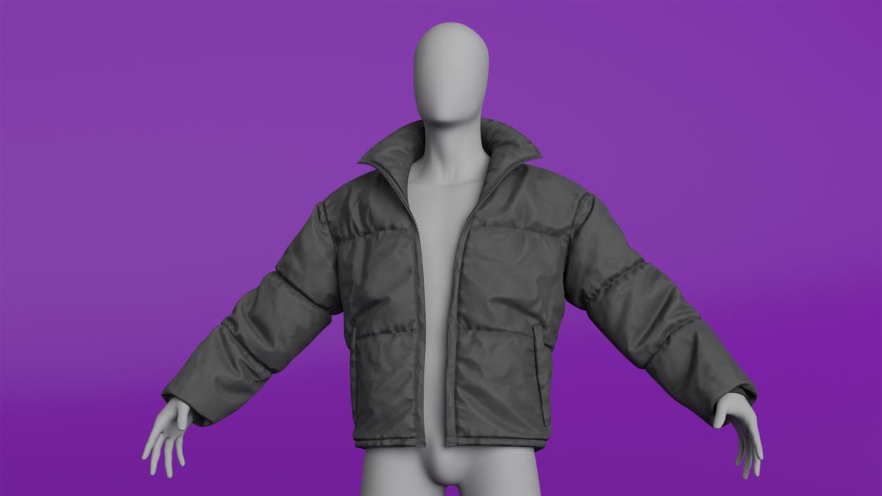 3D model Mens Jacket Oversized Black on Mannequin