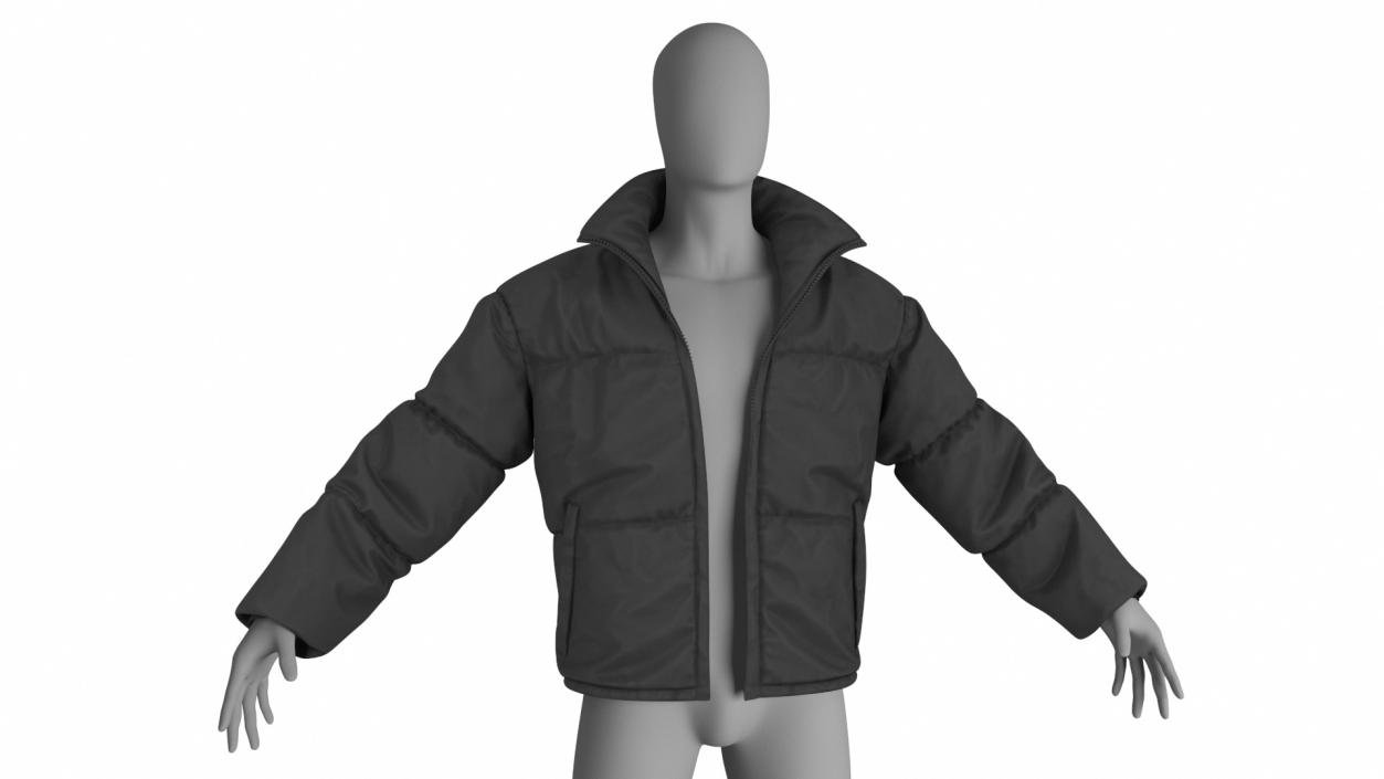 3D model Mens Jacket Oversized Black on Mannequin