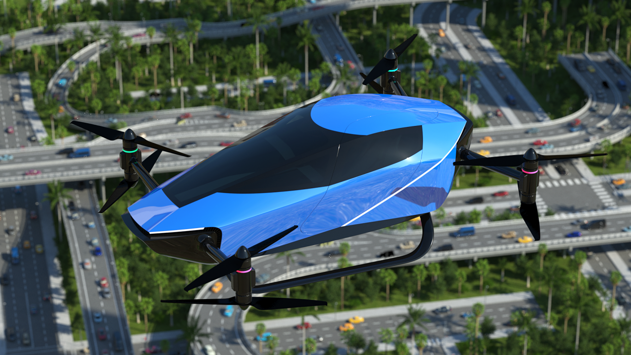 3D Flying Car for Two Seats Rigged