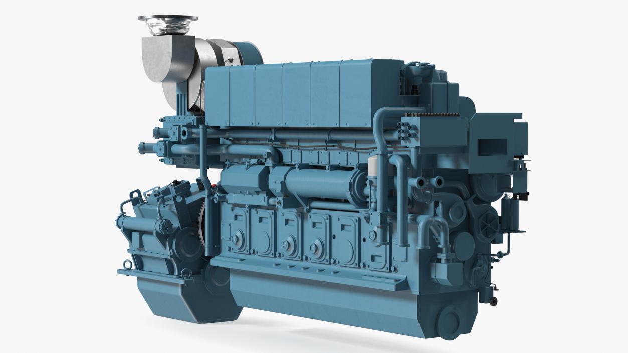 3D Marine Propulsion Engine Blue 2